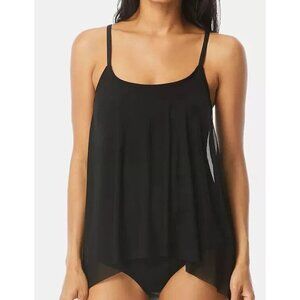Coco Reef Handkerchief-Hem Sheer Black Flowing Tankini Racerback Top MANY SIZES